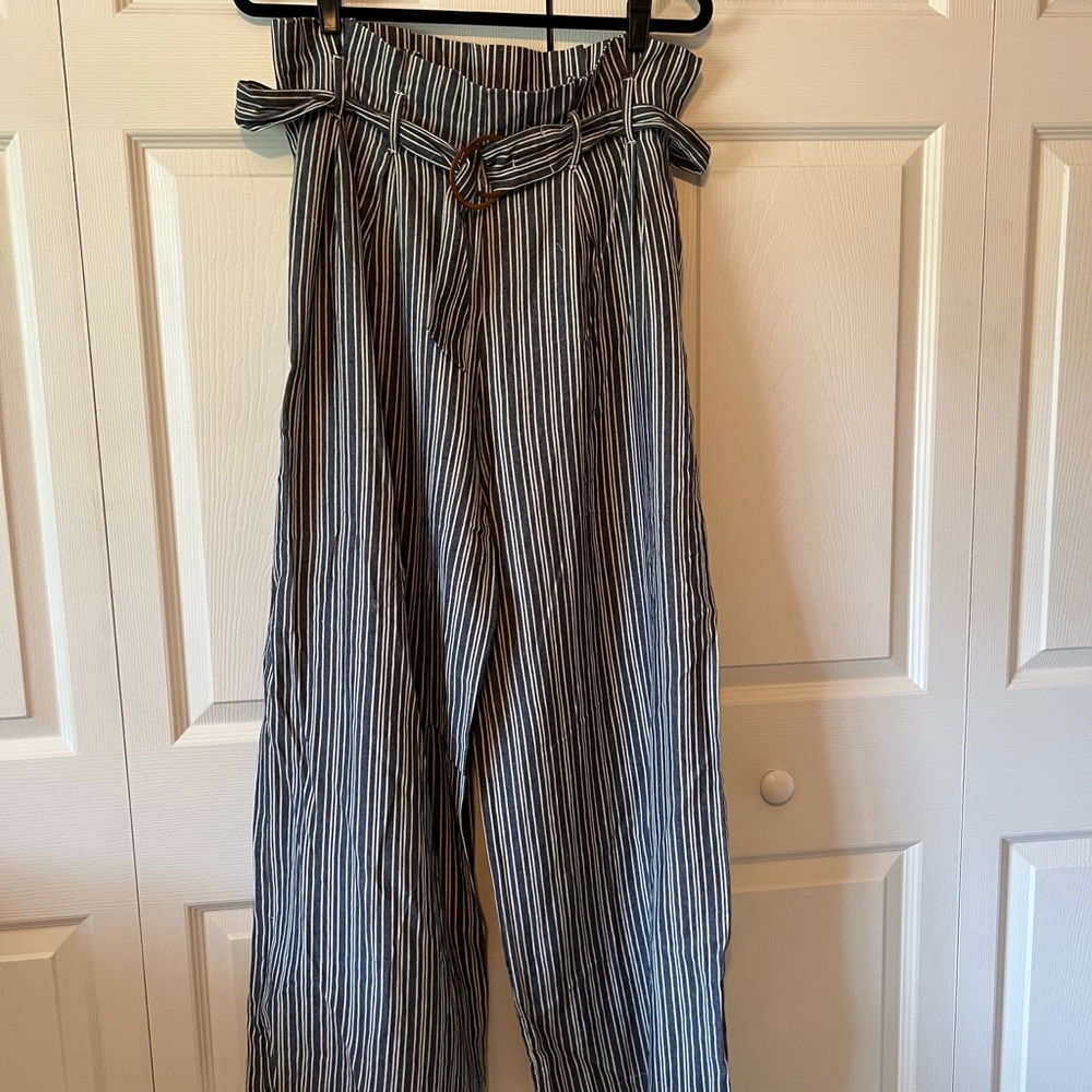 Long striped blue and white pants